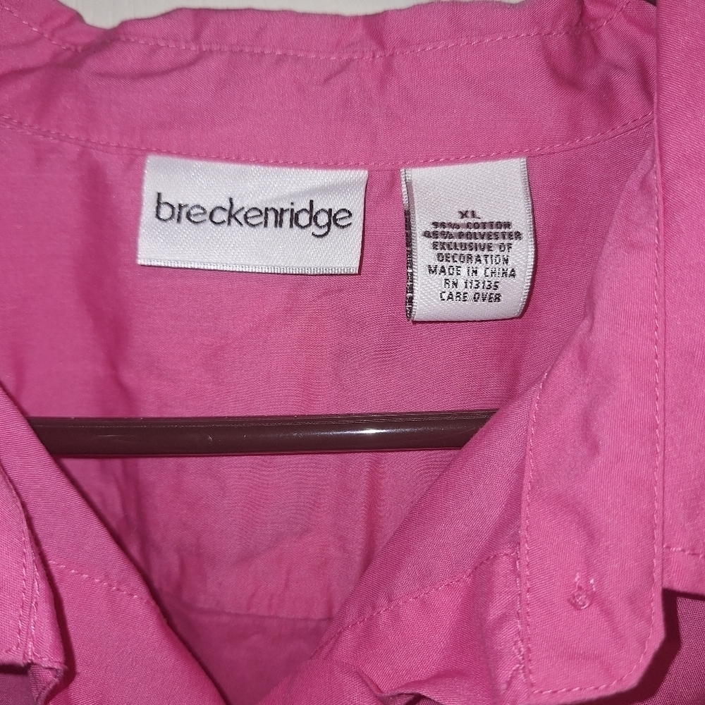 Breckenridge Pink Embroidered Button Up Shirt Extra Large - Picture 2 of 6